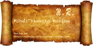 Mihálkovits Rozina névjegykártya